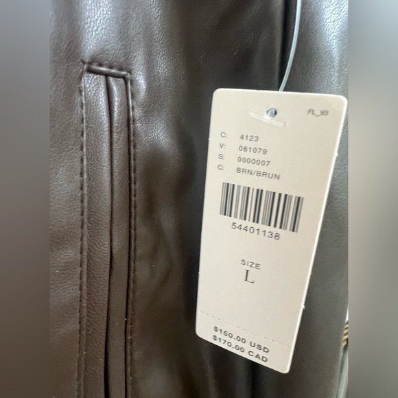 NWT new large Anthropologie sakara faux vegan leather jogger pants cocoa brown - Picture 5 of 17